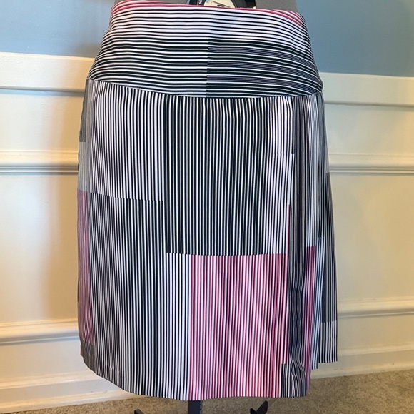 Worthington A-Line Skirt with Pink and Black Stripes - Picture 1 of 12